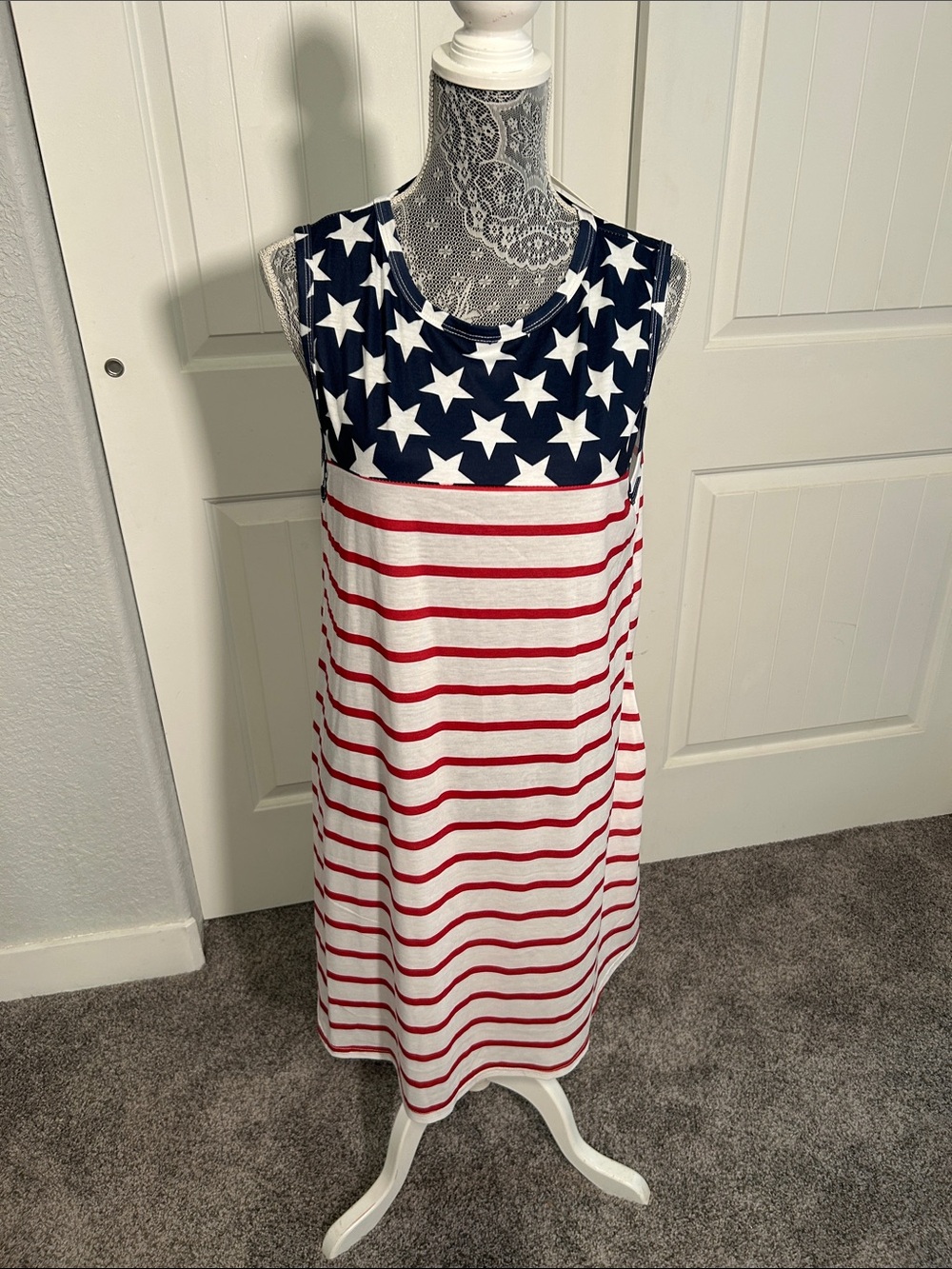 Camisa Sleeveless Stars & Stripes Casual Dress XL
